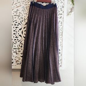 TANYA TAYLOR KNITTED FULL CIRCLE PLEATED SKIRT BLUE-RED WOMENS SIZE LARGE